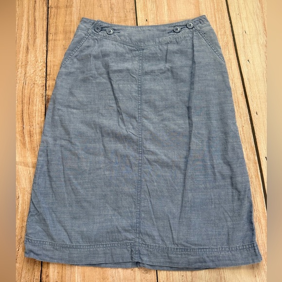 Woman’s Size 4 Vintage Orvis Linen Blend Denim CHAMBRAY Blue Skirt - Picture 1 of 6